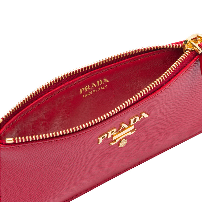 【预售3-7天】PRADA/普拉达 22春夏新款 女士亮红色皮革金标拉链长薄款钱包卡夹1MC054_QWA_F068Z商品第3张图片规格展示