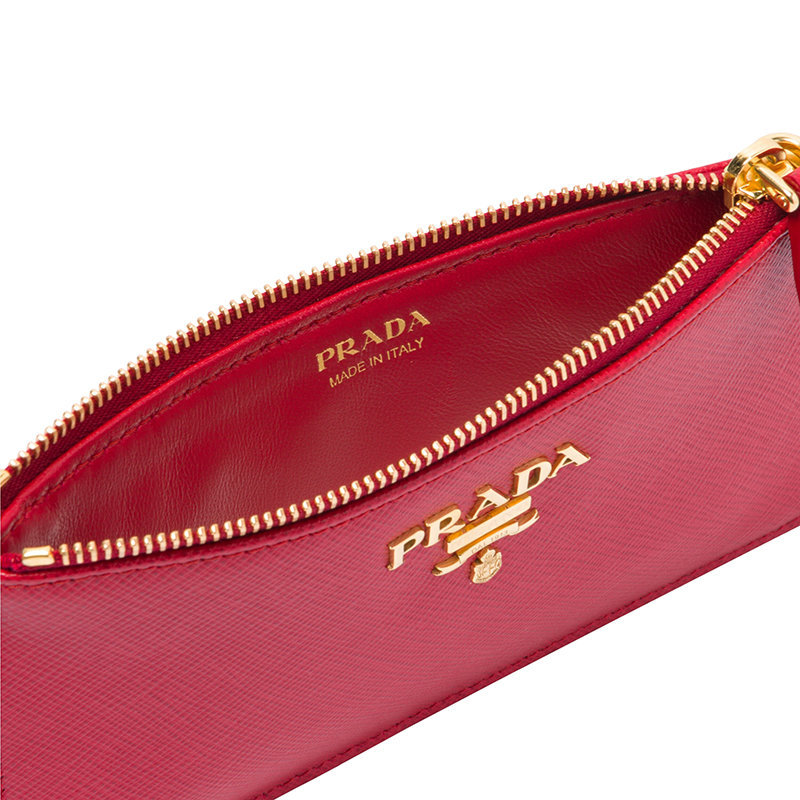 商品Prada|【预售3-7天】PRADA/普拉达 22春夏新款 女士亮红色皮革金标拉链长薄款钱包卡夹1MC054_QWA_F068Z,价格¥3504,第7张图片详细描述