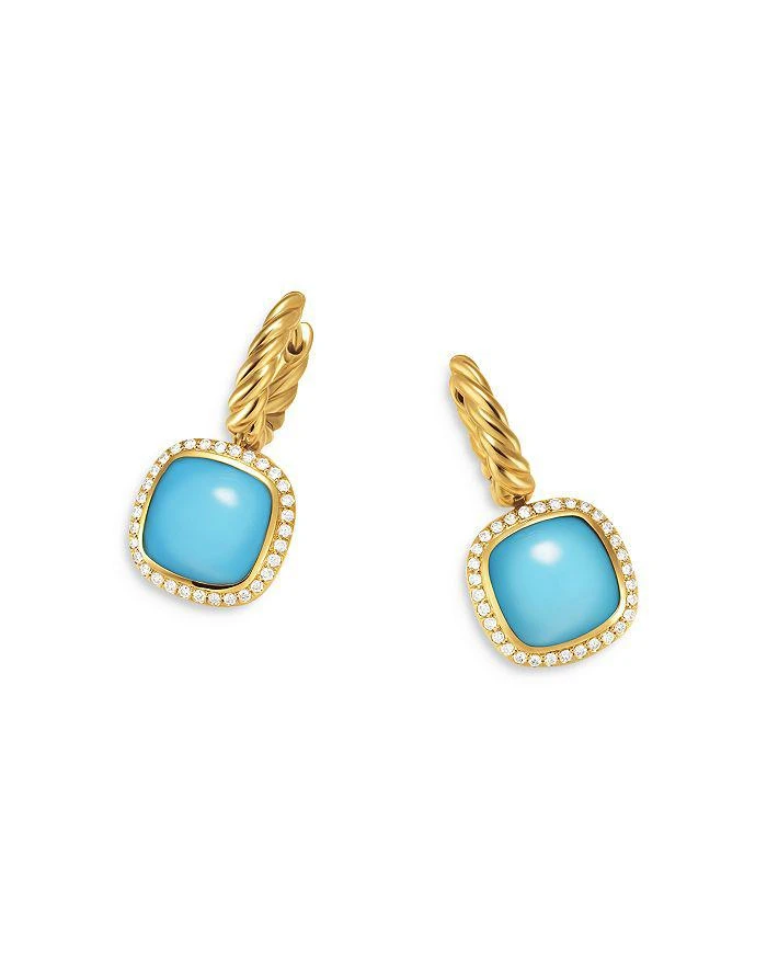 商品David Yurman|Albion® Drop Earrings in 18K Yellow Gold with Turquoise and Diamonds, 10mm,价格¥27226,第4张图片详细描述