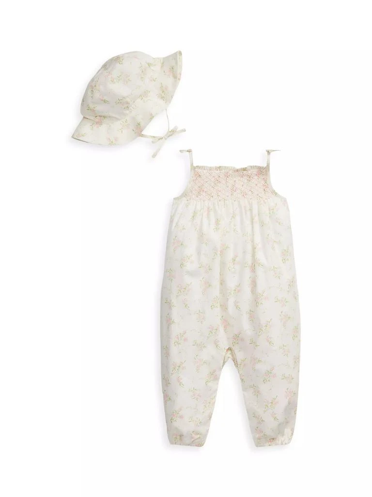 商品Ralph Lauren|Baby Girl's Cotton Batiste Overalls &amp; Bucket Hat Set,价格¥845,第1张图片