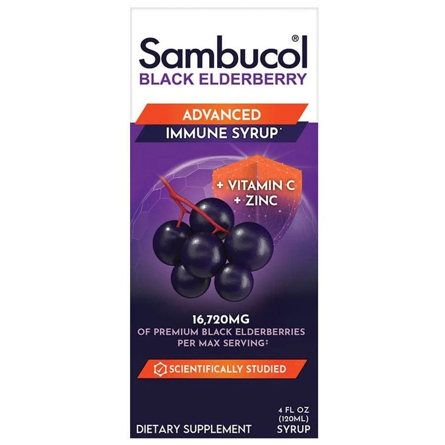 商品Sambucol|Advanced Immune Support Syrup with Vitamin C and Zinc Black Elderberry,价格¥74,第1张图片
