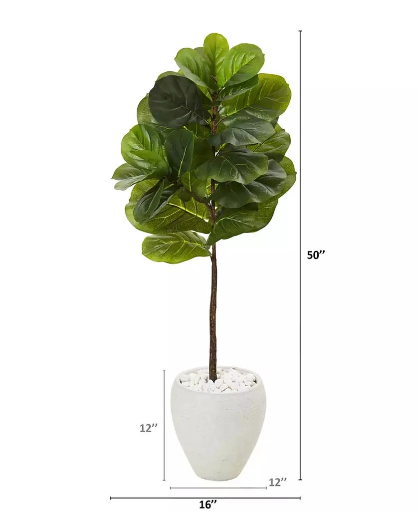 商品NEARLY NATURAL|50in. Fiddle Leaf Artificial Tree in White Planter Real Touch,价格¥1810,第2张图片详细描述