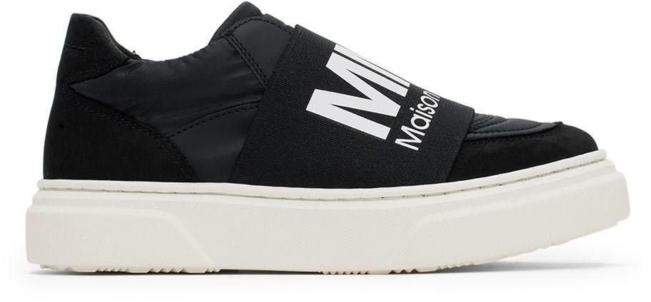 商品MAISON MARGIELA|Kids Black Elastic Logo Sneakers,价格¥1239,第1张图片