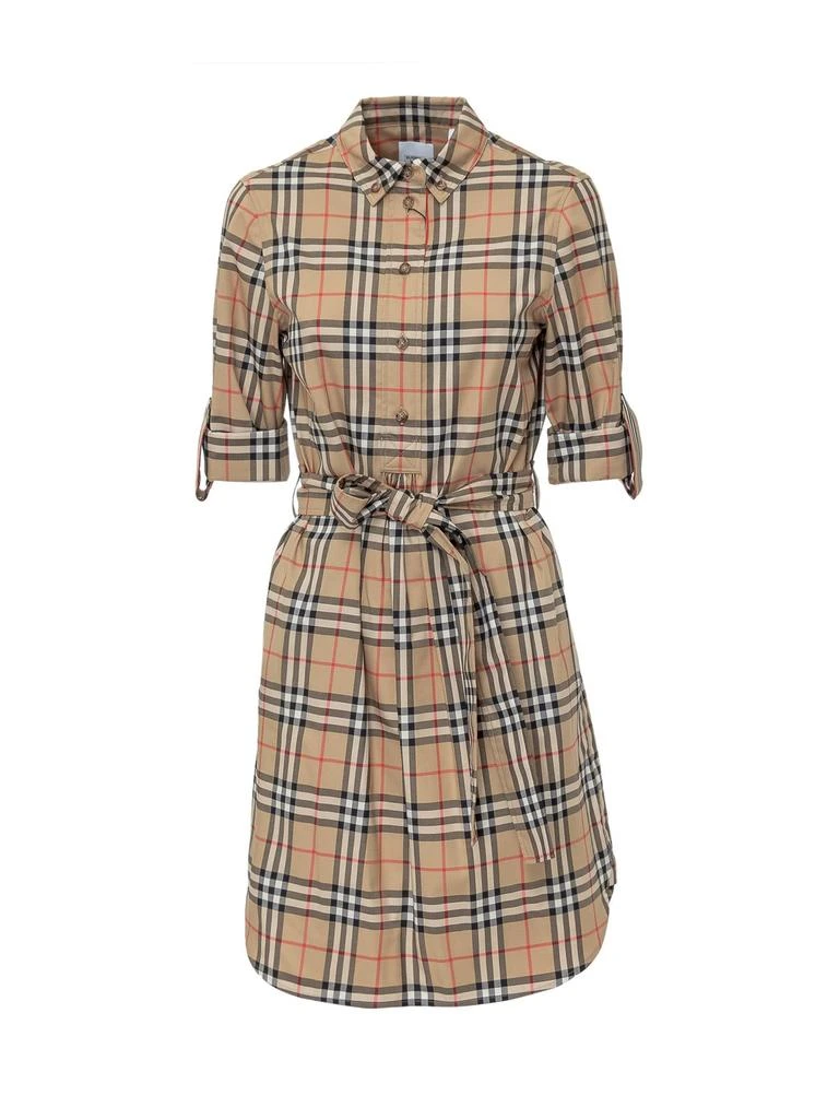 商品Burberry|Burberry Checked Tie-Waist Shirt Dress,价格¥3985,第1张图片