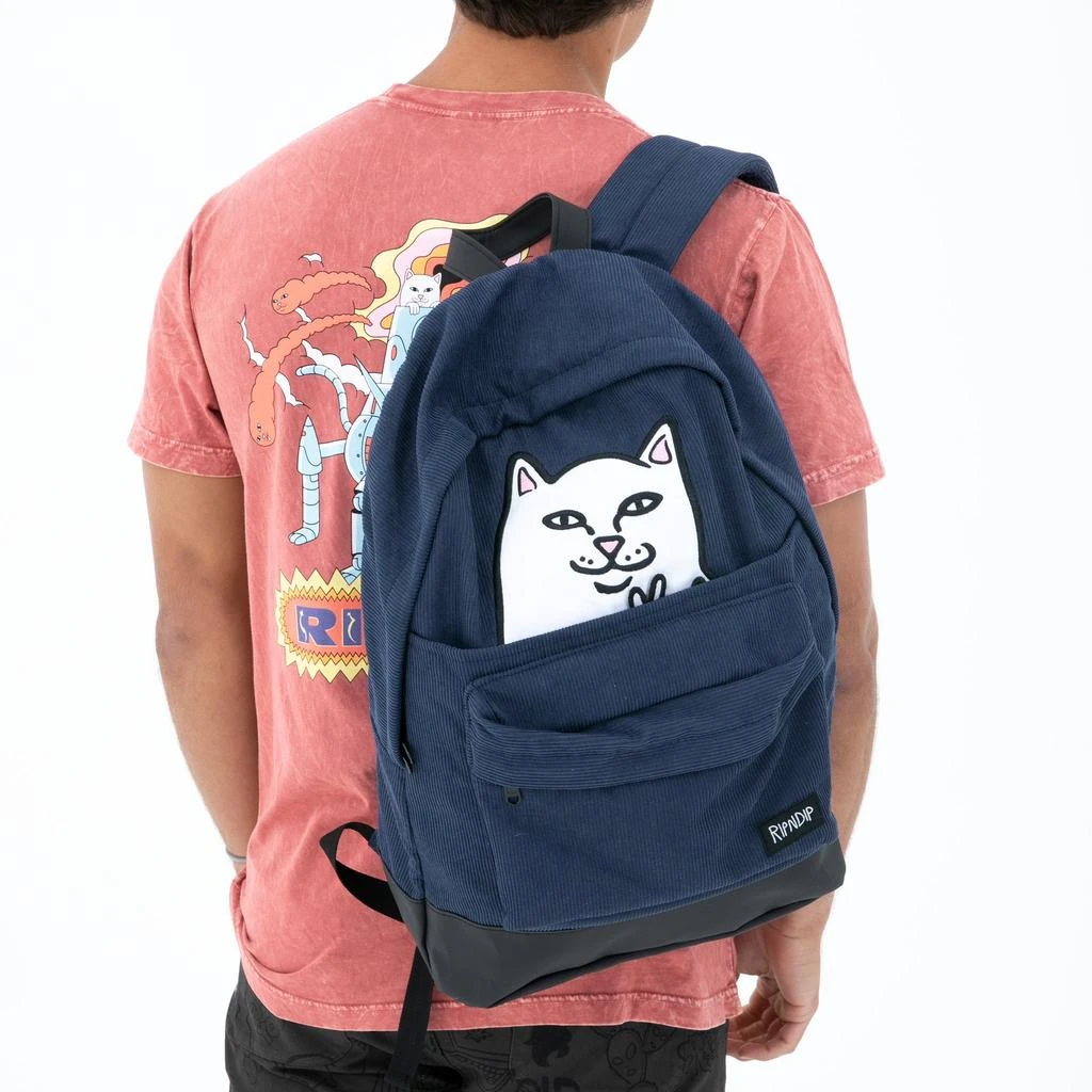 商品RIPNDIP|Lord Nermal Velcro Hands Corduroy Backpack (Navy),价格¥533,第2张图片详细描述