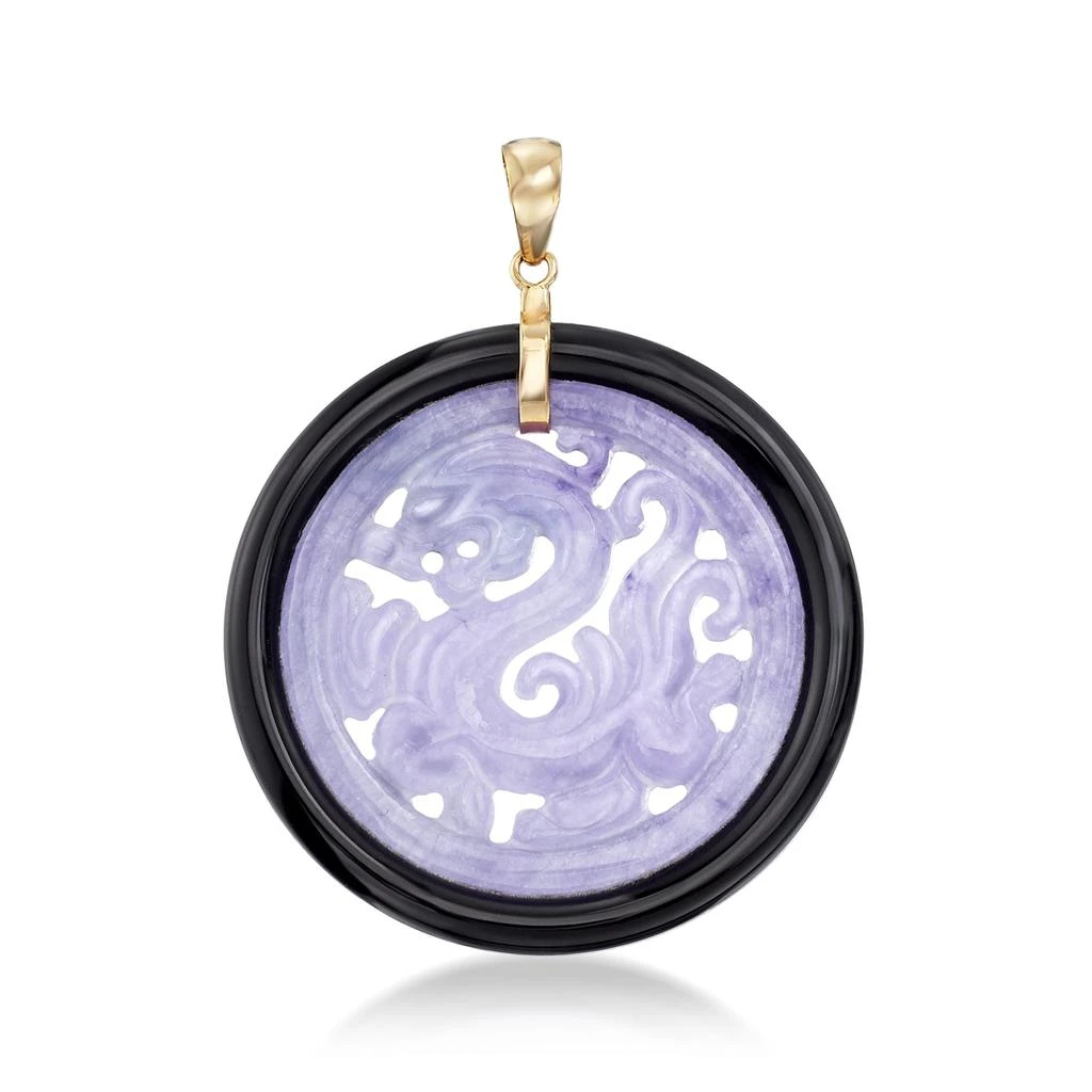 商品Ross-Simons|Ross-Simons Red Jade and Black Agate Dragon Circle With 14kt Yellow Gold,价格¥1416,第1张图片