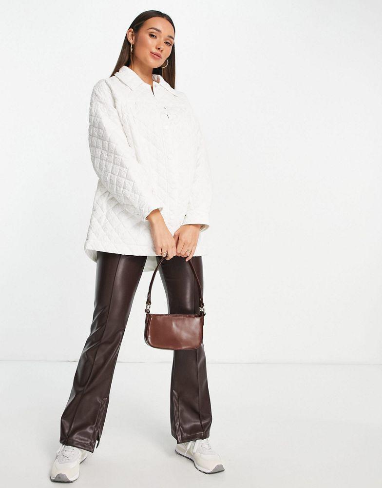 商品Topshop|Topshop textured quilted coat in white,价格¥182,第6张图片详细描述