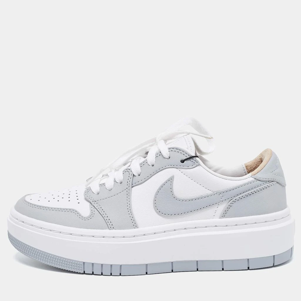 商品Jordan|Air Jordans Grey/White Leather Elevate Air Jordan 1 Low Top Sneakers Size 38,价格¥1634,第1张图片