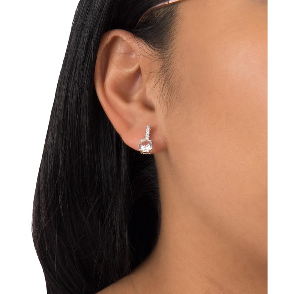 Fine Crystal with Cubic Zirconia Bar Drop Earring in Sterling Silver (Available in Clear, Blue, Light Blue and Red)商品第2张图片规格展示
