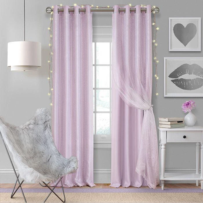 商品Elrene Home Fashions|Aurora Kids Room Darkening Layered Sheer Curtain Panel, 52" x 84",价格¥323,第2张图片详细描述