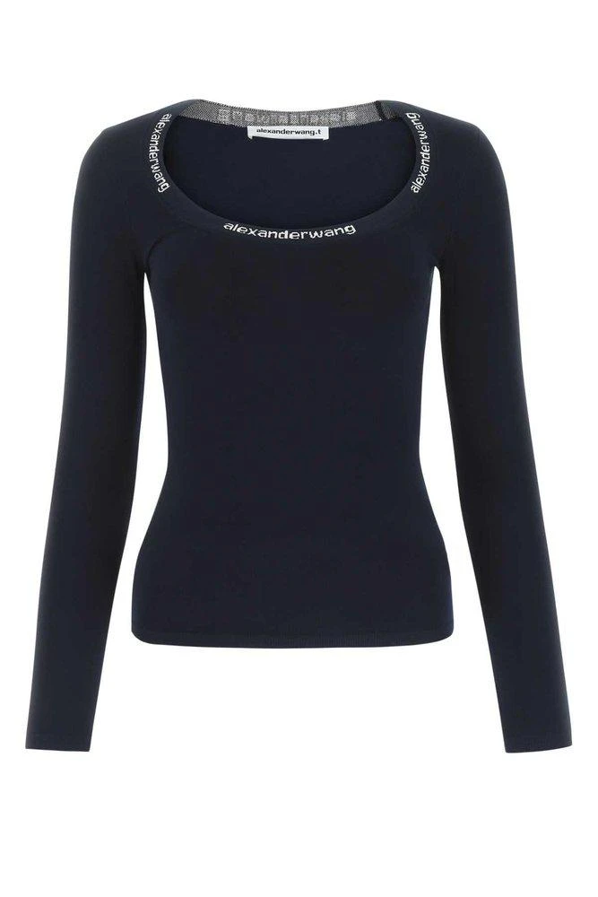 商品Alexander Wang|T By Alexander Wang Logo Tape Scoop Neck Top,价格¥2182,第1张图片