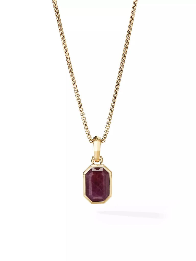 商品David Yurman|Emerald Cut Amulet in 18K Yellow Gold with Indian Ruby, 16MM,价格¥8804,第1张图片