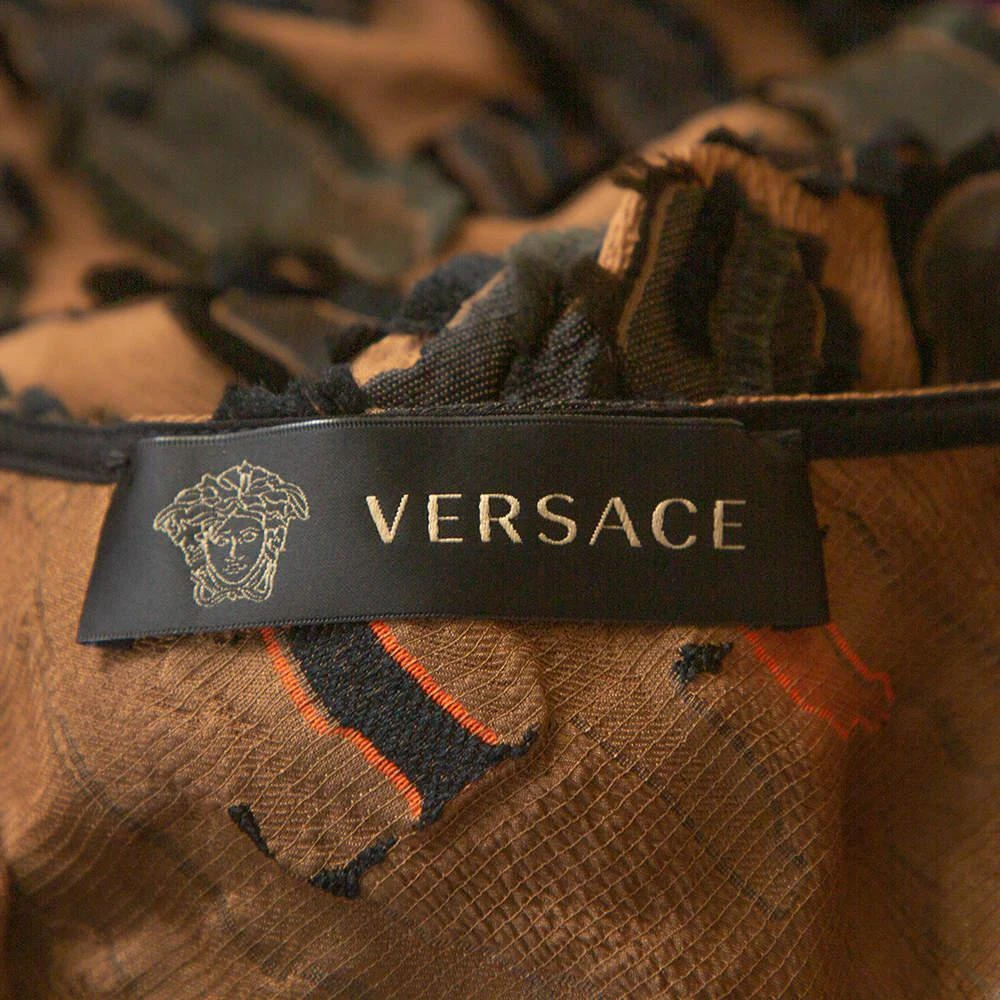 商品[二手商品] Versace|Versace Brown Camouflage Fil Coupé One-Shoulder Dress S,价格¥2243,第5张图片详细描述