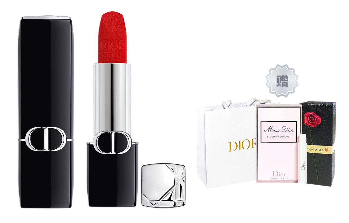 商品[国内直发] Dior|迪奥 烈艳蓝金 全新丝绒口红 缎光 气色 3.5g+1ml,价格¥385,第6张图片详细描述