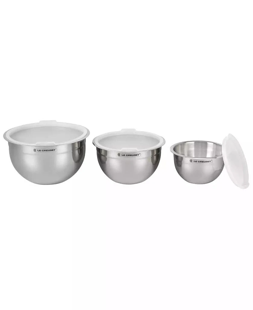 Set of 3 Stainless Steel Mixing Bowls with Lids 商品