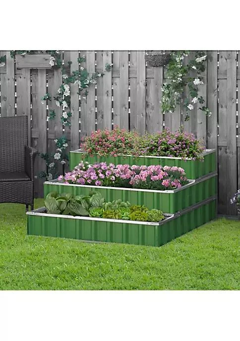 商品belk|47X47X25 3 Tier Raised Garden Bed Metal Elevated Planer Box Kit W  A Pairs Of Glove For Backyard Patio To Grow Vegetables Herbs And Flowers Green,价格¥1164,第4张图片详细描述