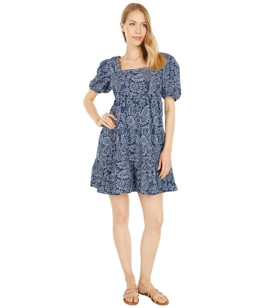 商品Madewell|Poplin Puff-Sleeve Tiered Babydoll Dress in Paisley Garden,价格¥547,第4张图片详细描述