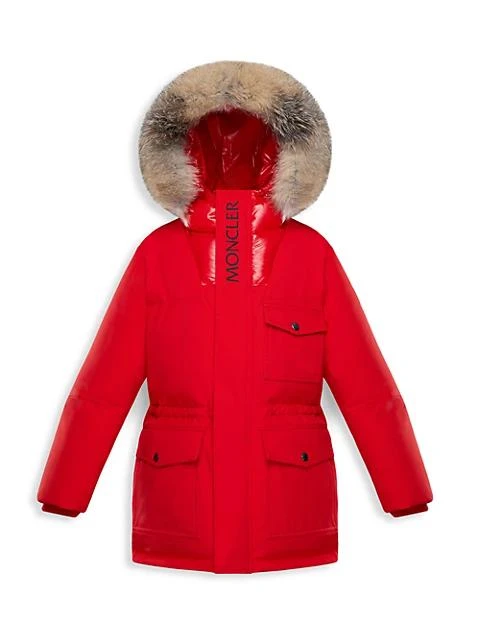 商品Moncler|Feyt Fox Fur-Trim 大男童镶毛边羽绒服,价格¥9186,第1张图片