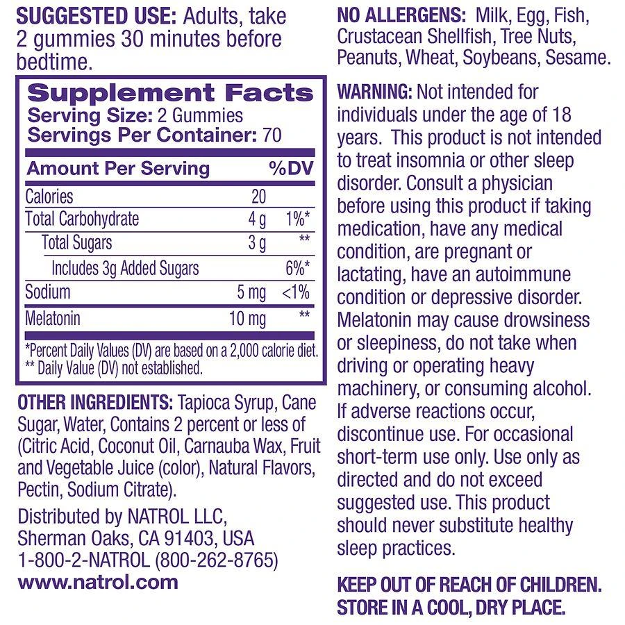 商品Natrol|Melatonin 10 mg, Sleep Support, Gummies Strawberry,价格¥140,第4张图片详细描述