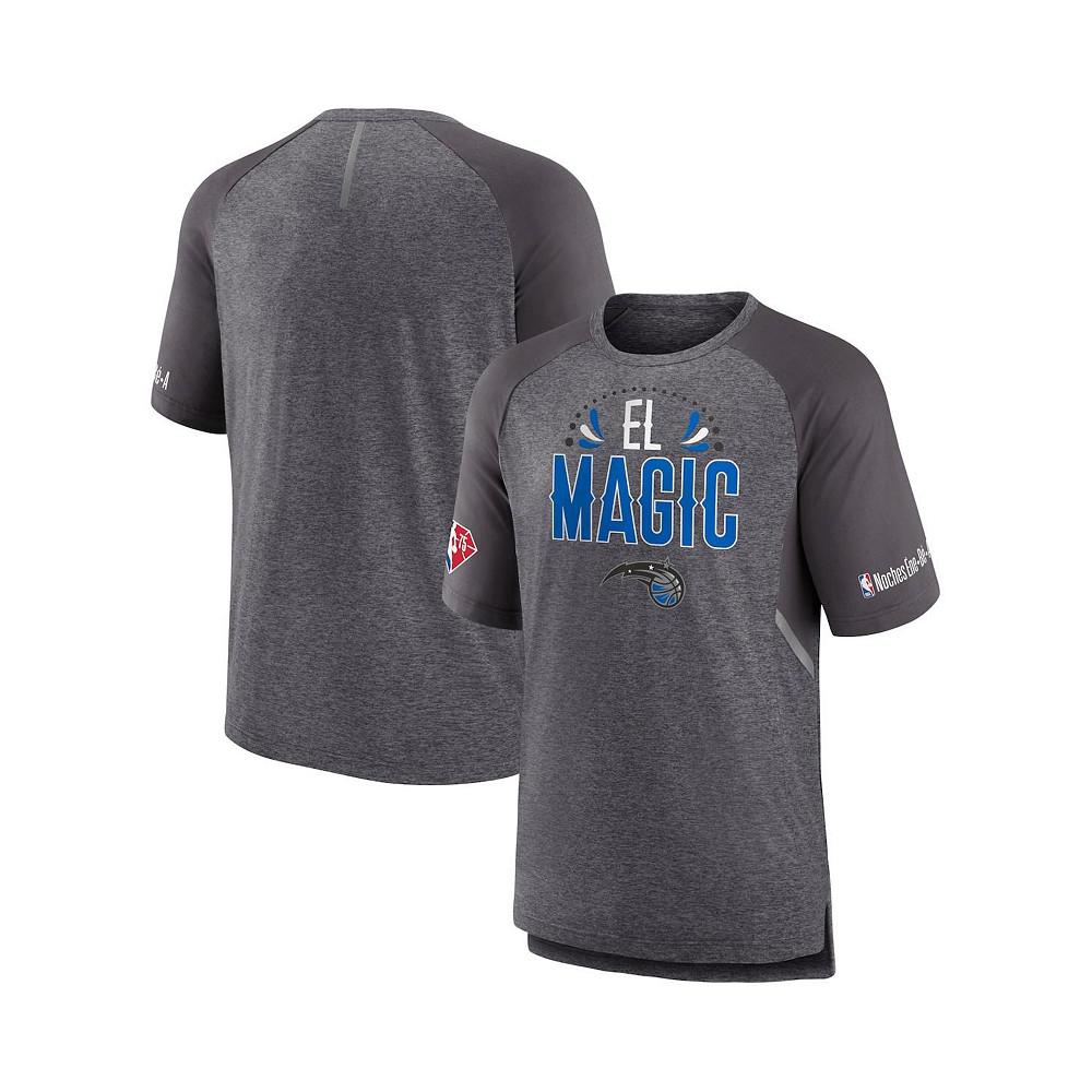 Men's Branded Heathered Gray Orlando Magic 2022 Noches Ene-Be-A Core Shooting Raglan T-shirt商品第1张图片规格展示