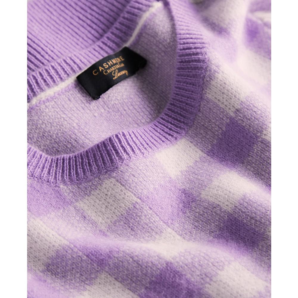 Cashmere Gingham Sweater, Created for Macy's商品第4张图片规格展示