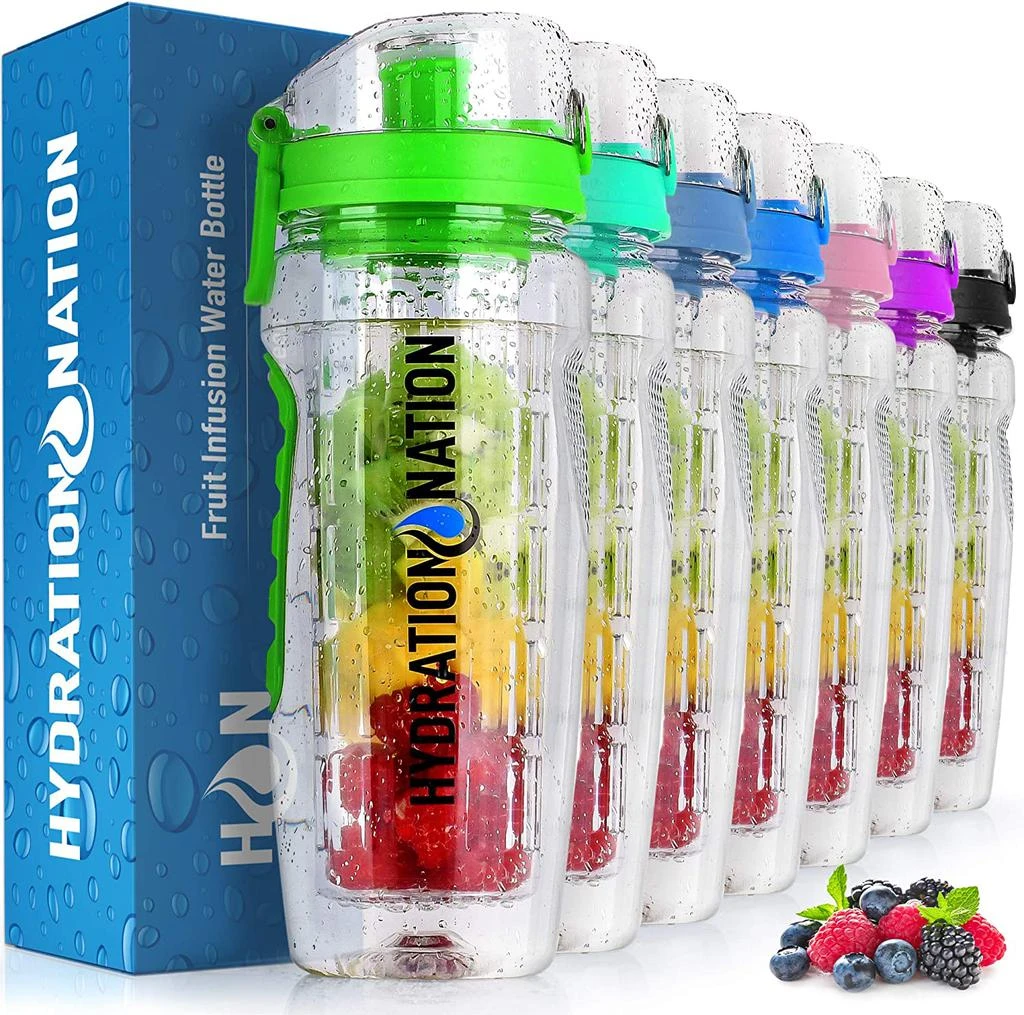 34oz Fruit Infuser Water Bottle - BPA Free Dual Non-Slip Grip and Flip Lid 商品