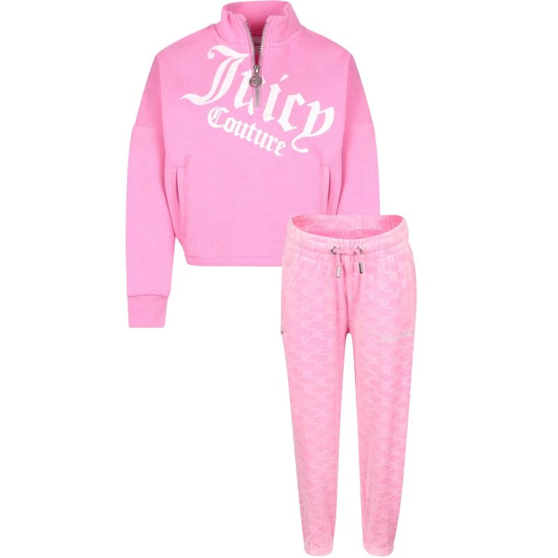 商品Juicy Couture|Quarter zip logo sweatshirt and sweatpants set in pink,价格¥1942,第1张图片