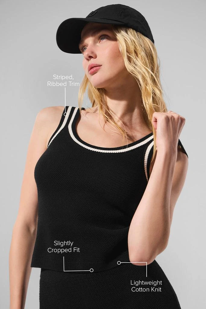 商品Alo|Tennis Club Sweater Knit Tank - Black/Ivory,价格¥754,第2张图片详细描述
