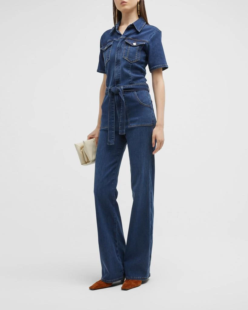 商品FRAME|Flare De Francoise Button-Front Denim Jumpsuit,价格¥1150,第3张图片详细描述