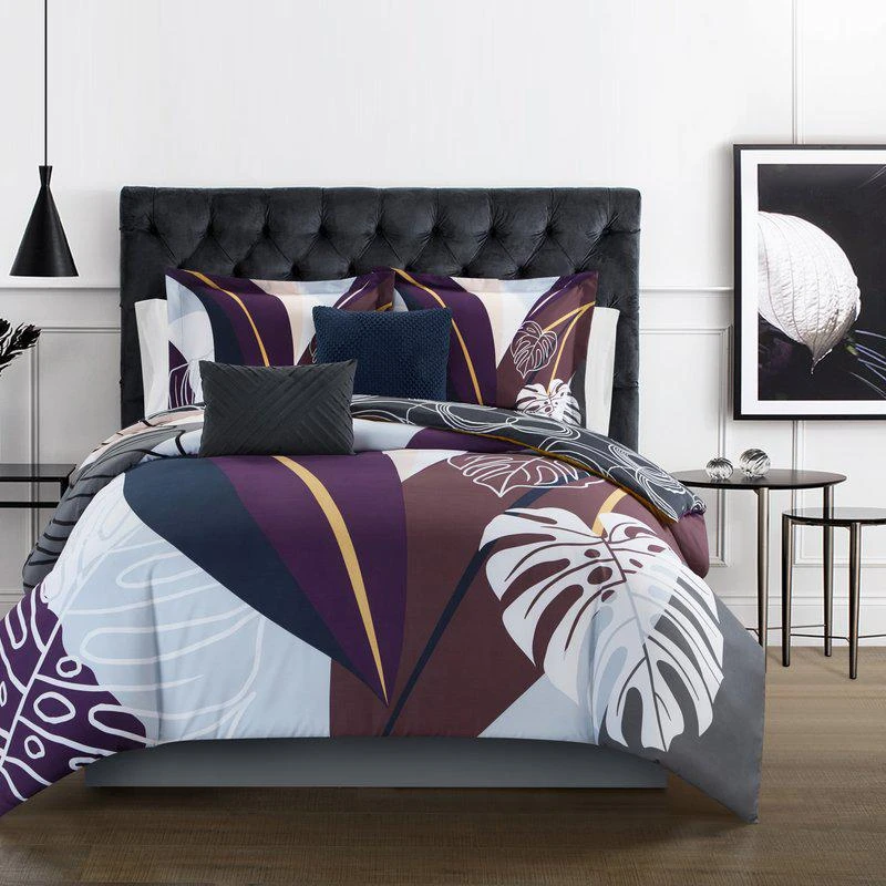 商品Chic Home Design|Anaea 9 Piece Comforter Set Large Scale Abstract Floral Pattern Print Bed In A Bag QUEEN,价格¥1249,第1张图片