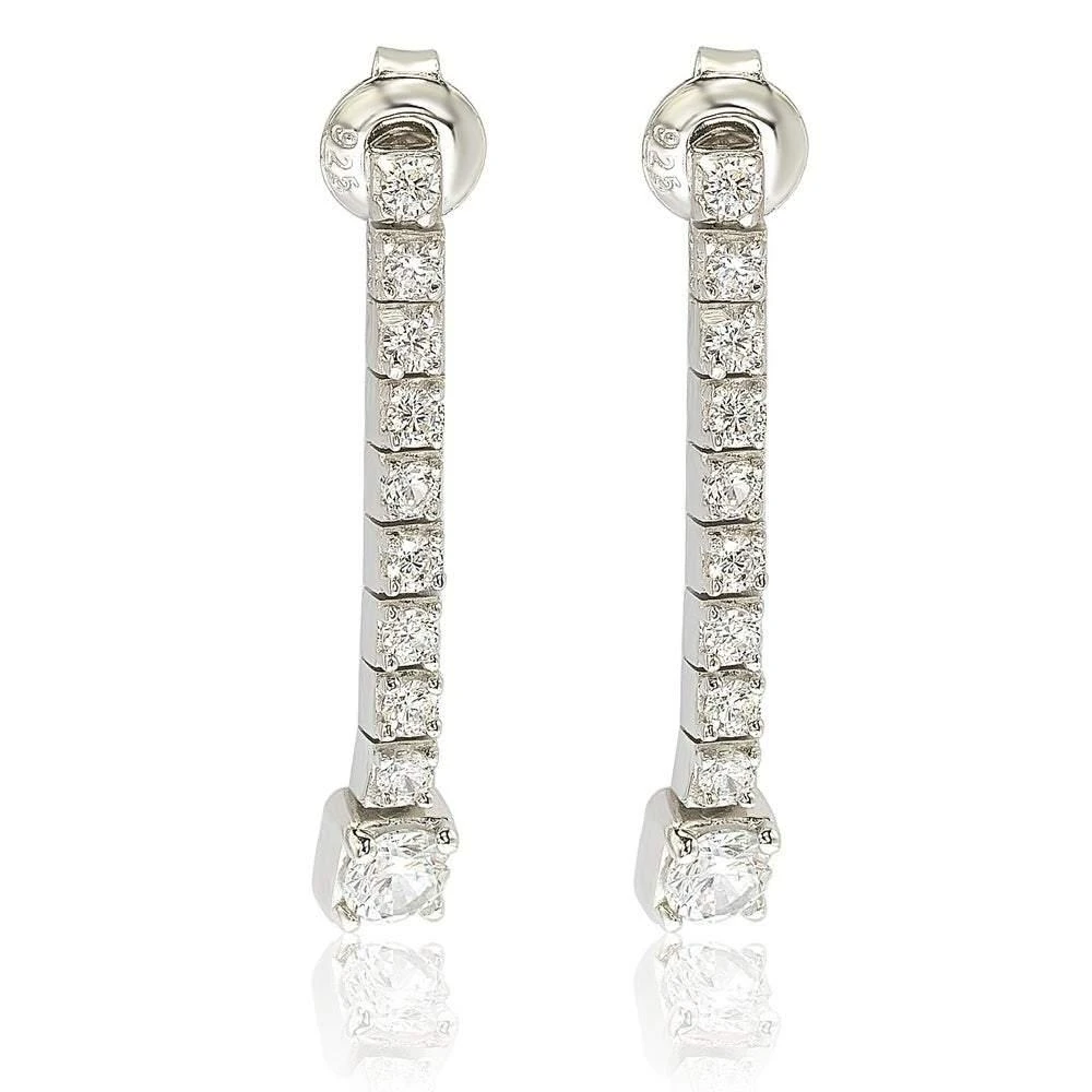 商品Suzy Levian|Sterling Silver Cubic Zirconia White Graduating Line Dangle Earrings,价格¥1048,第1张图片