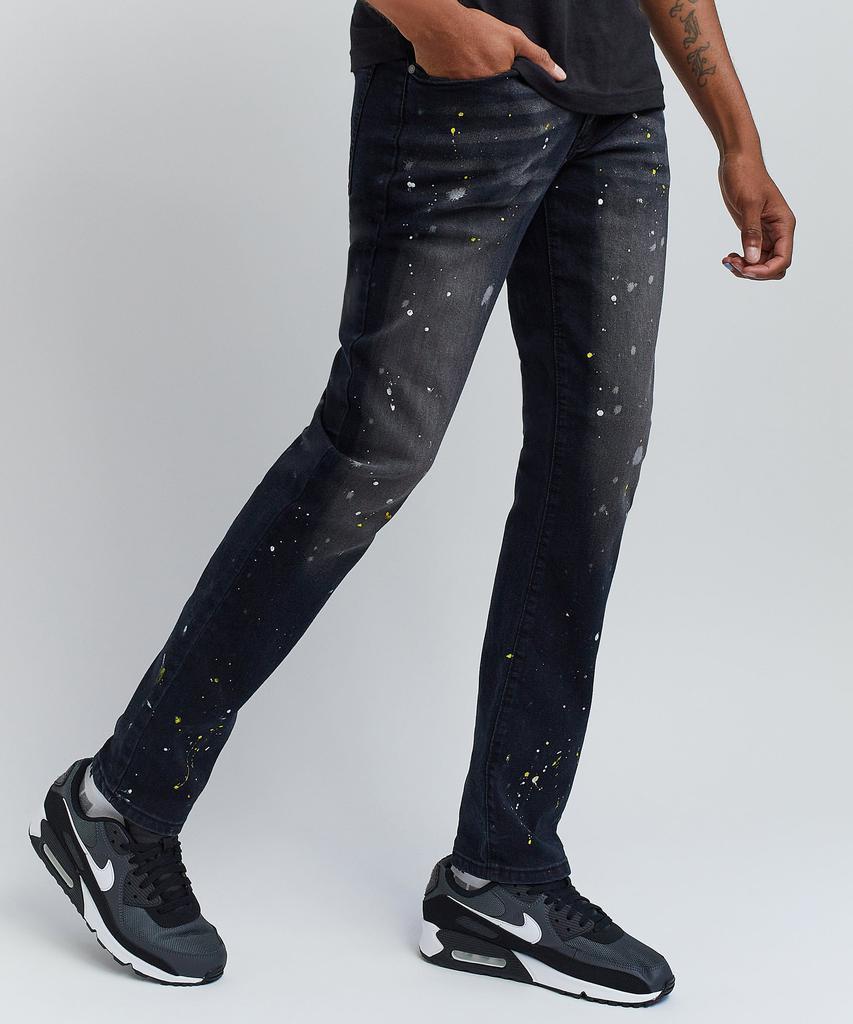 商品Reason Clothing|Morrison Dark Wash Paint Splatter Jeans,价格¥148,第7张图片详细描述