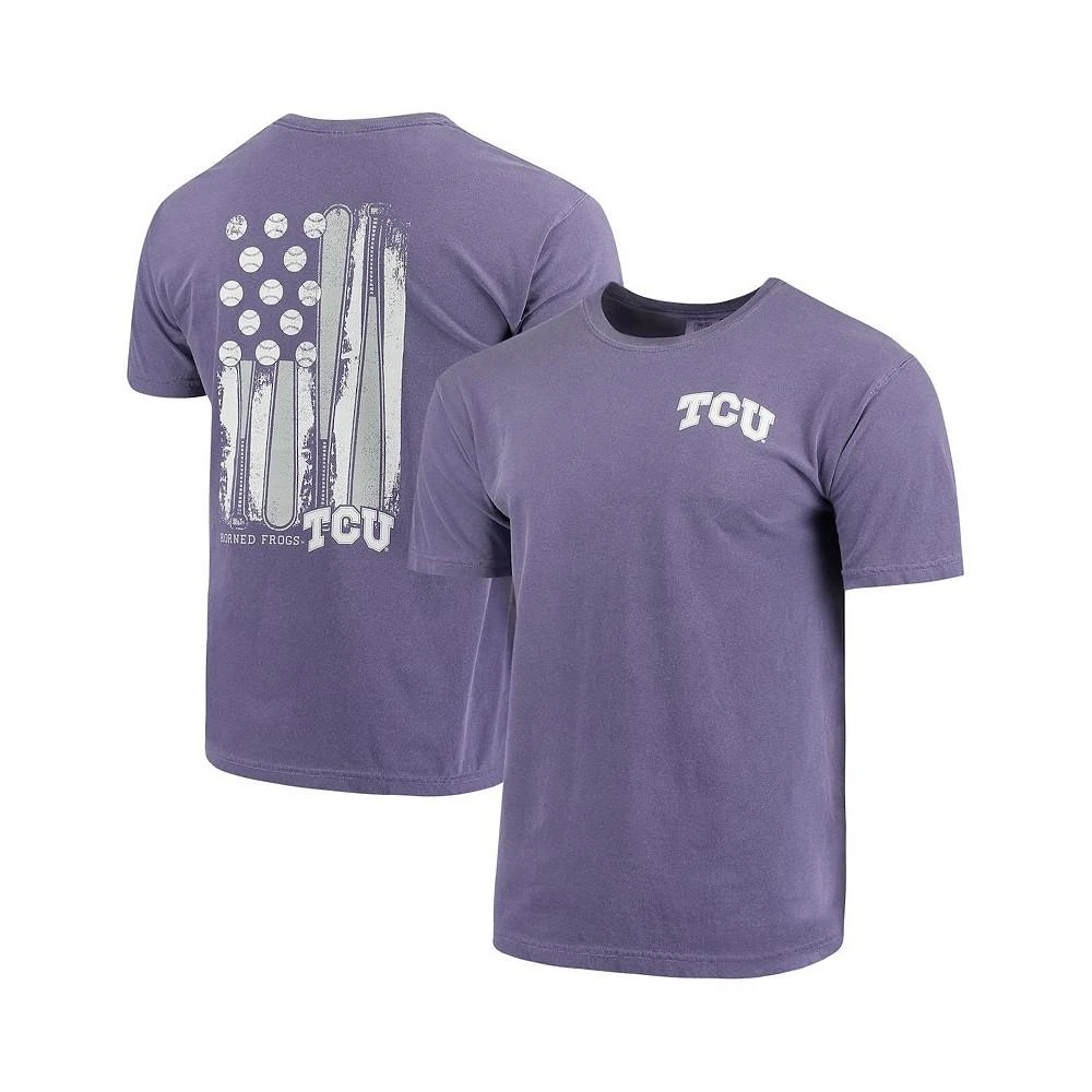 商品Image One|Men's Purple TCU Horned Frogs Baseball Flag Comfort Colors T-shirt,价格¥240,第1张图片