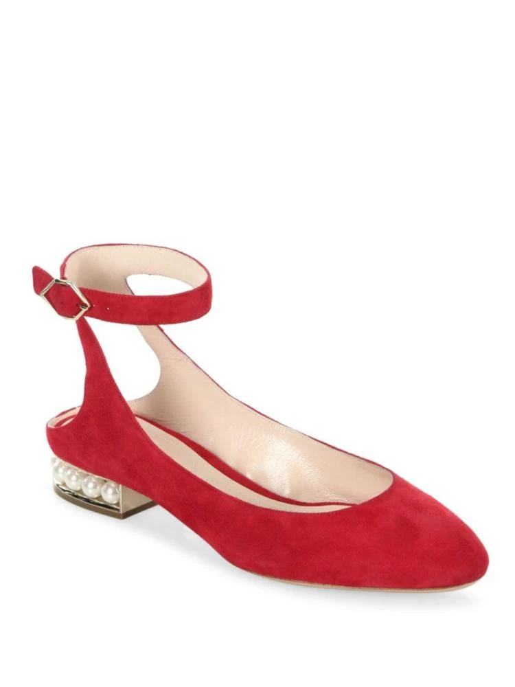 商品Nicholas Kirkwood|Lola Pearl Suede Ankle Strap Ballet Flats,价格¥2173,第1张图片