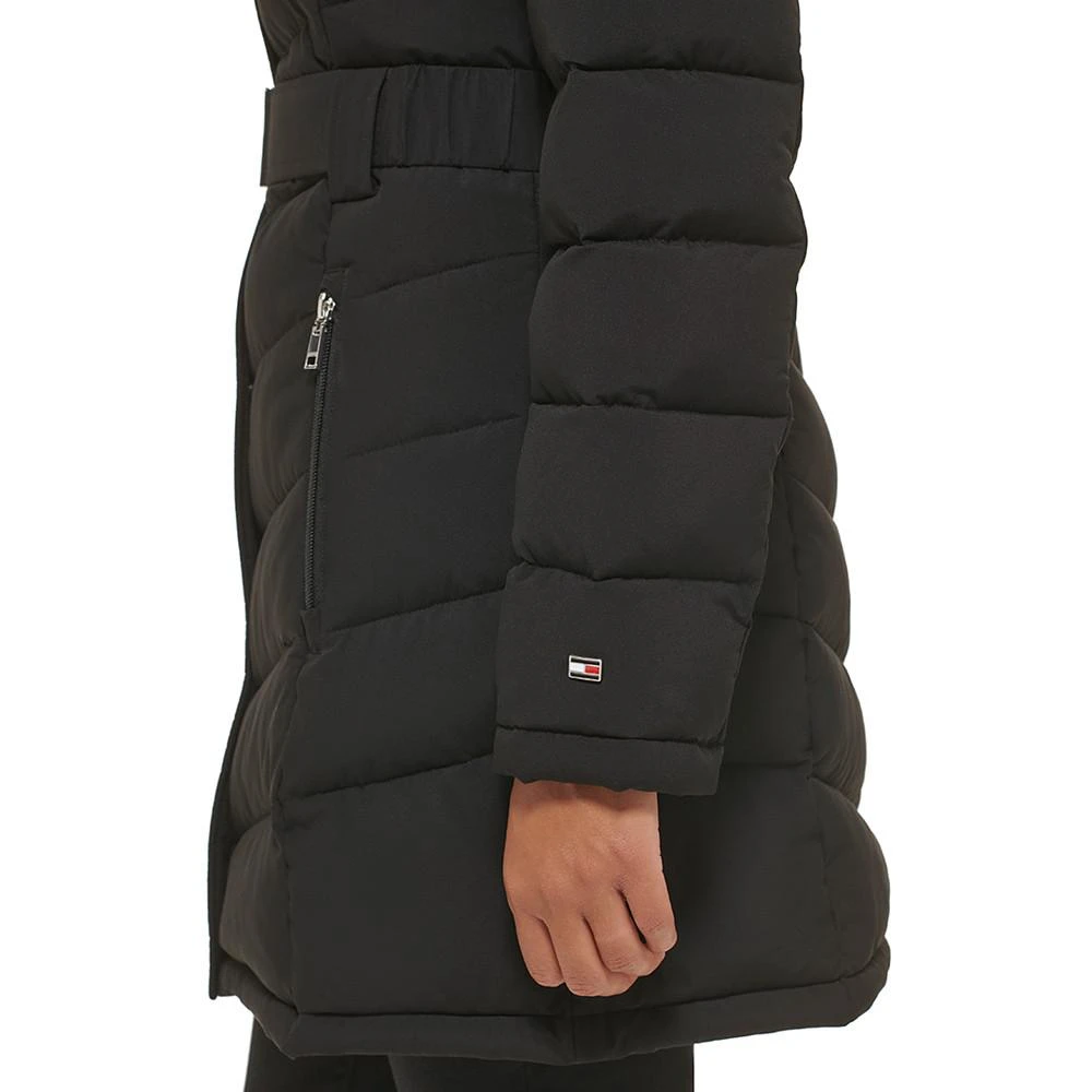 商品Tommy Hilfiger|Women's Belted Faux-Fur-Trim Hooded Puffer Coat, Created for Macy's,价格¥987,第4张图片详细描述