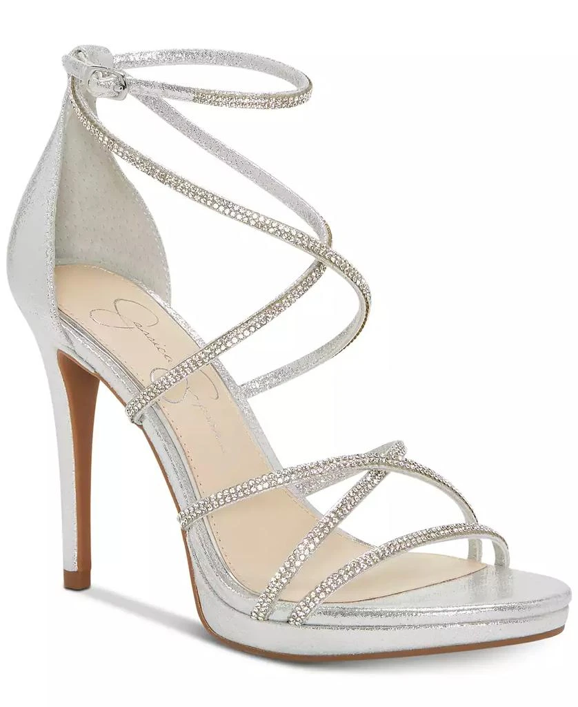 商品Jessica Simpson|Women's Jaeya Strappy Rhinestone High-Heel Dress Sandals,价格¥740,第1张图片