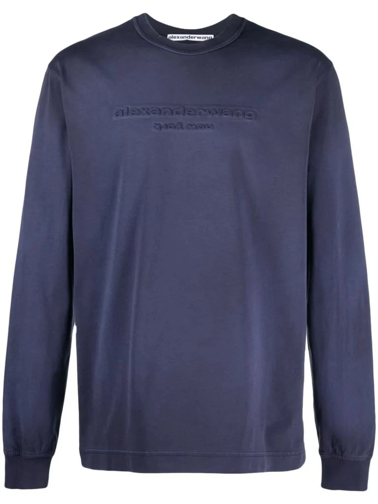 ALEXANDER WANG WOMEN BI-COLOR LONG SLEEVE TEE WITH EMBOSSED LOGO 商品