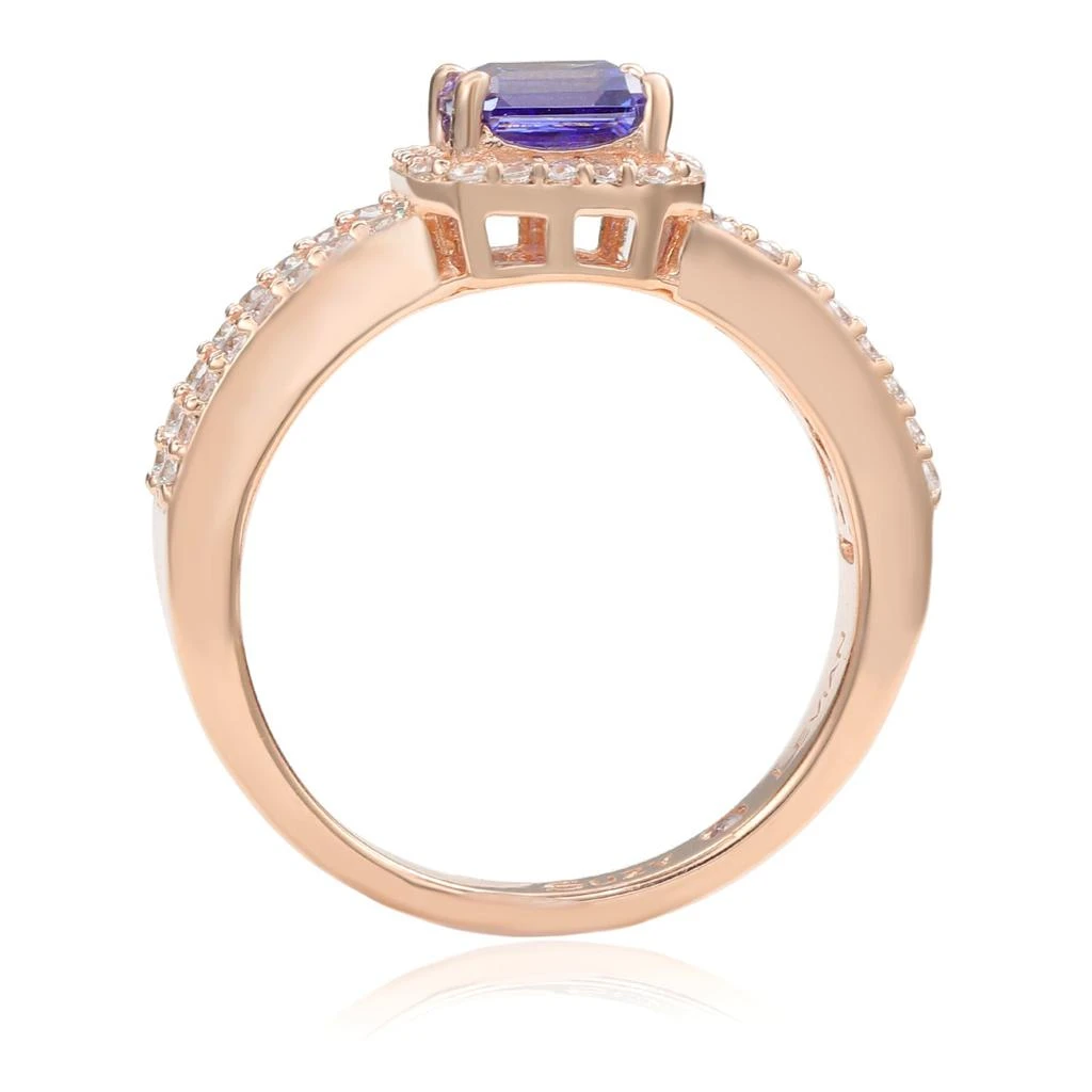 商品Suzy Levian|Rose Gold Sterling Silver Blue Tanzanite Pink Cubic Zirconia Engagement Ring,价格¥773,第4张图片详细描述