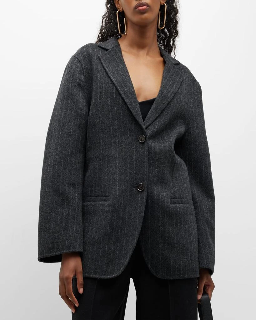 商品Totême|Pinstripe Brushed Wool Longline Blazer,价格¥1908,第1张图片