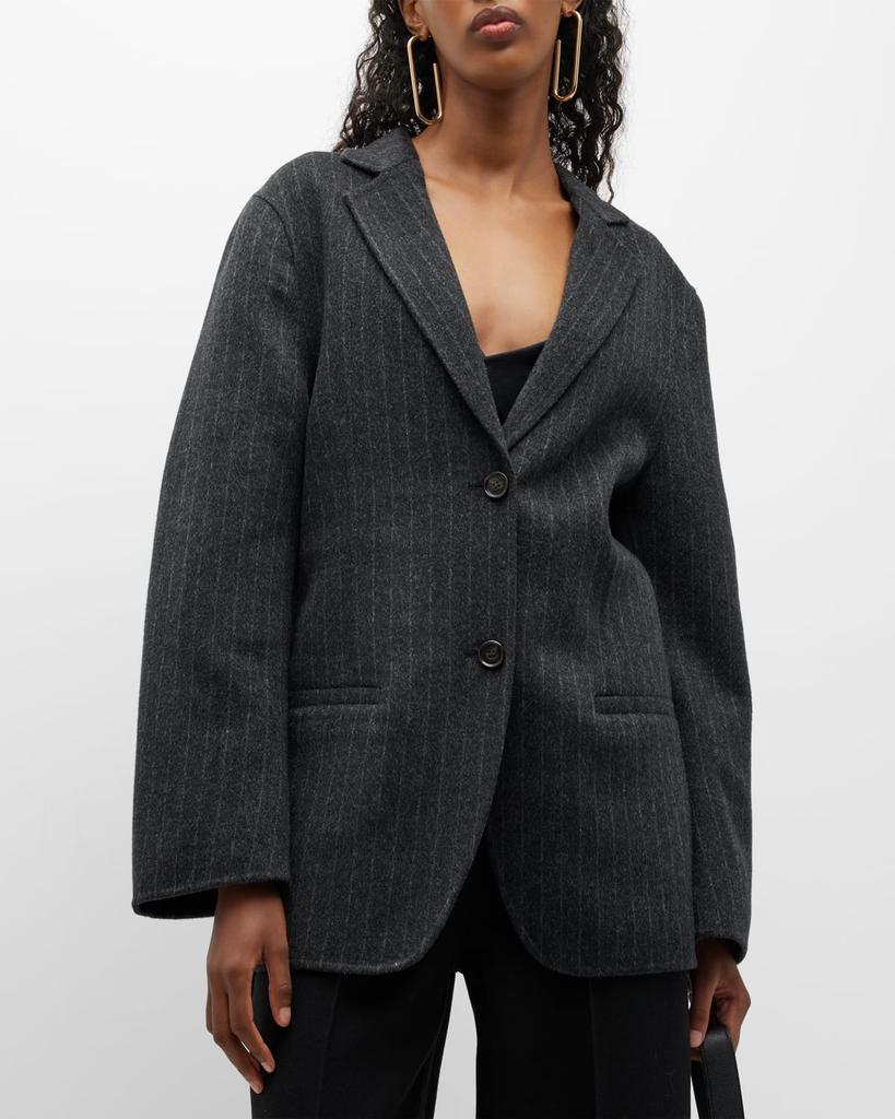 商品Totême|Pinstripe Brushed Wool Longline Blazer,价格¥7091,第1张图片