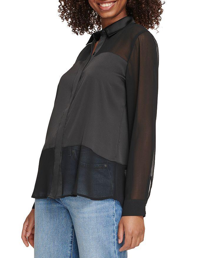 商品Karl Lagerfeld Paris|Mixed Media Blouse,价格¥470,第3张图片详细描述