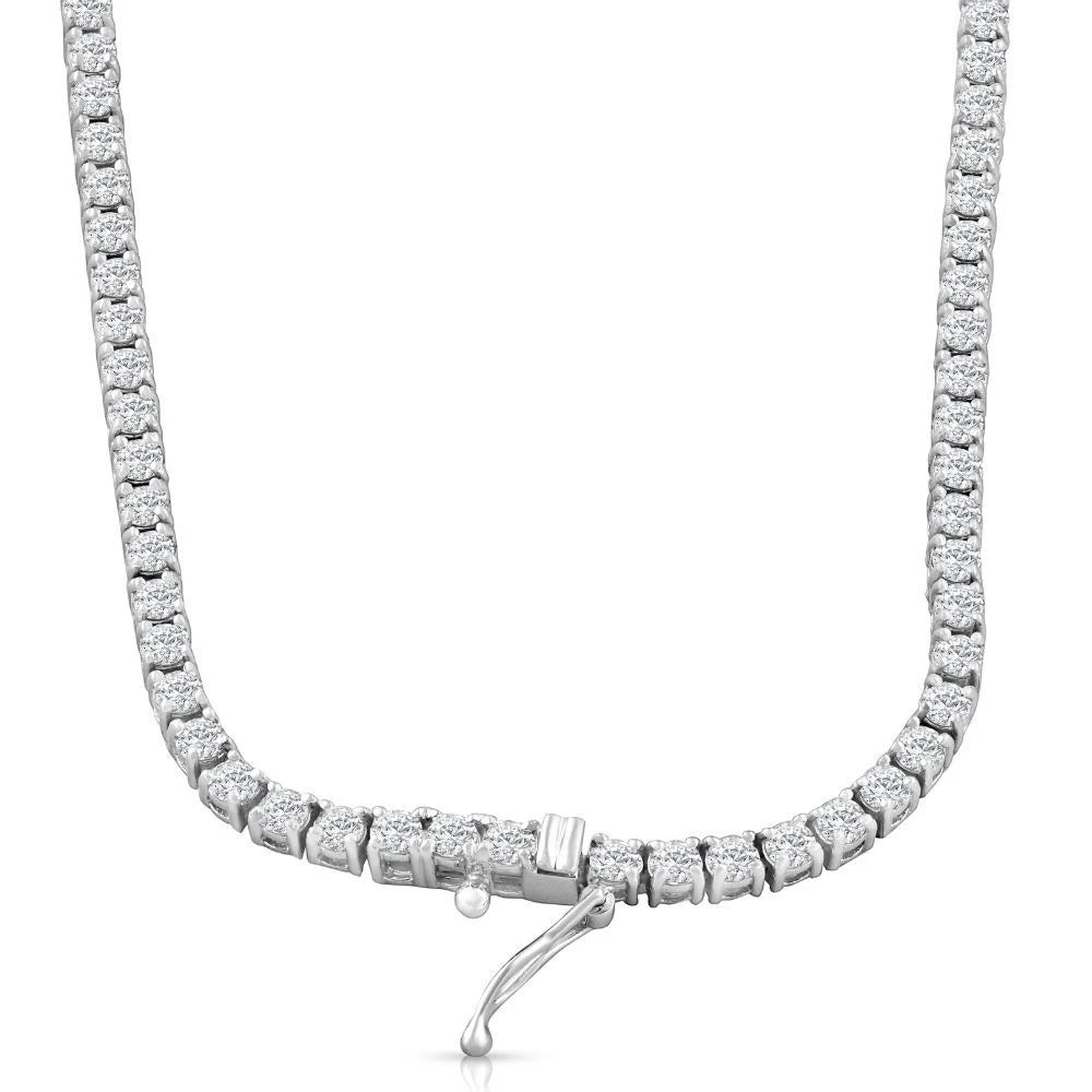 商品Pompeii3|Huge 23 Ct Moissanite Tennis Necklace 14K White Gold 18",价格¥34473,第3张图片详细描述