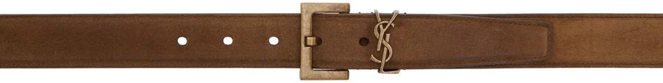 商品Yves Saint Laurent|Brown Suede Monogramme Belt,价格¥4049,第1张图片