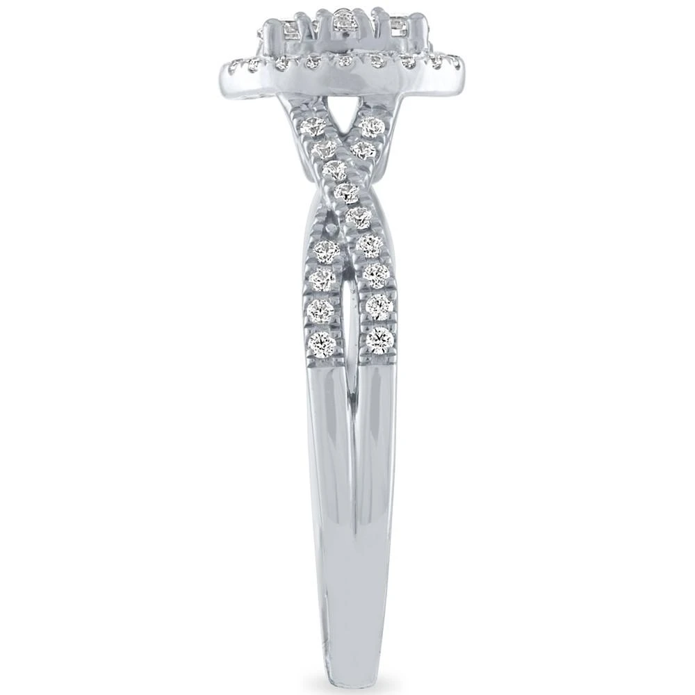 商品Macy's|Diamond Oval Halo Ring (1/2 ct. t.w.) in 14k White Gold,价格¥10465,第3张图片详细描述