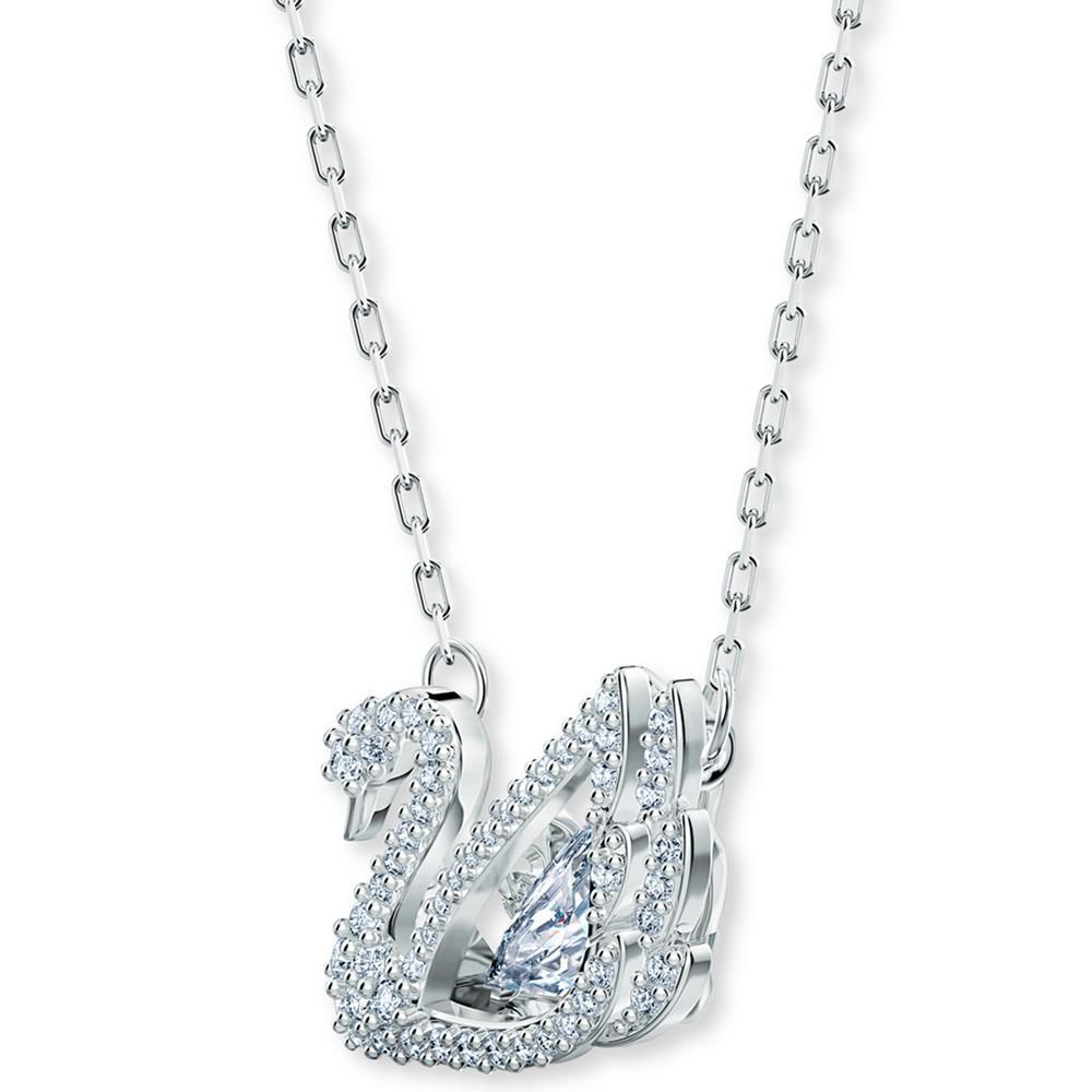 商品Swarovski|Silver-Tone Dancing Swan Crystal Pendant Necklace, 15" + 2" extender,价格¥1369,第4张图片详细描述