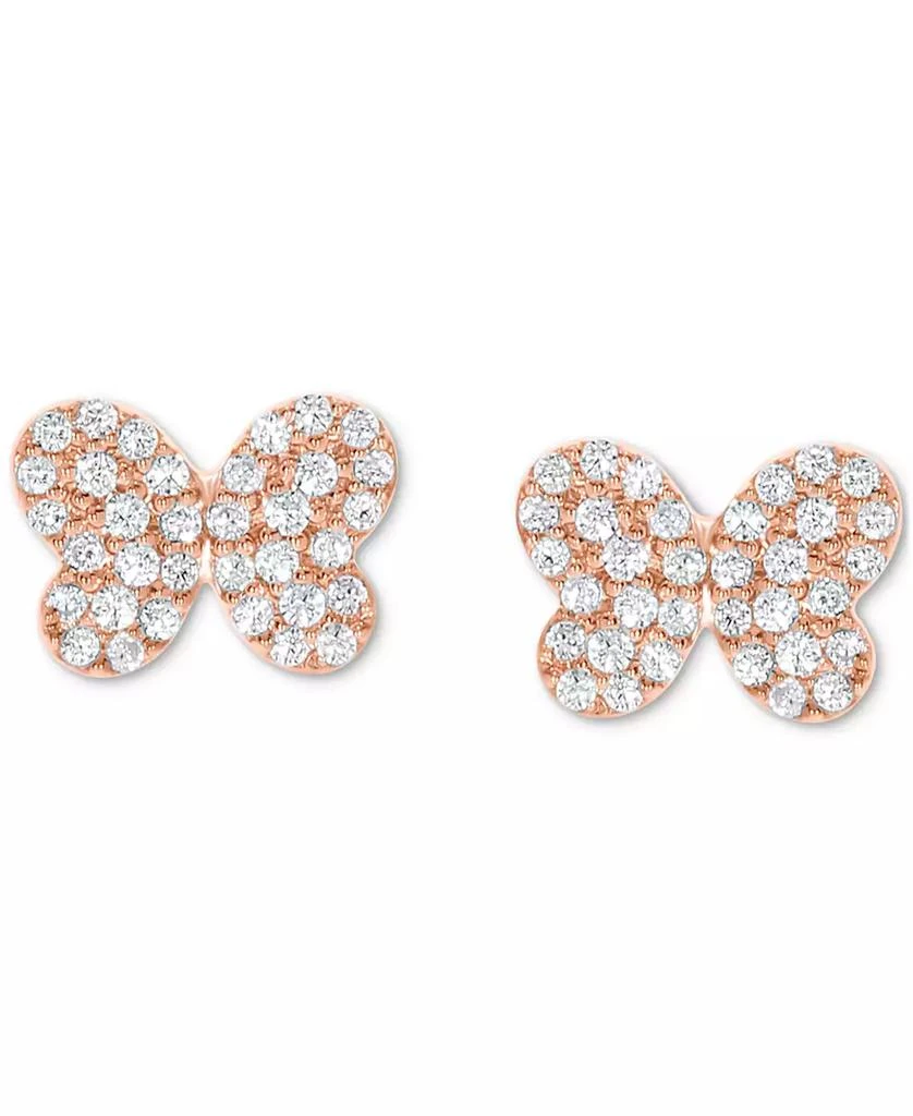 商品Macy's|Diamond Pavé Butterfly Stud Earrings (1/5 ct. t.w.)  in 10k White, Yellow or Rose Gold,价格¥1344,第3张图片详细描述