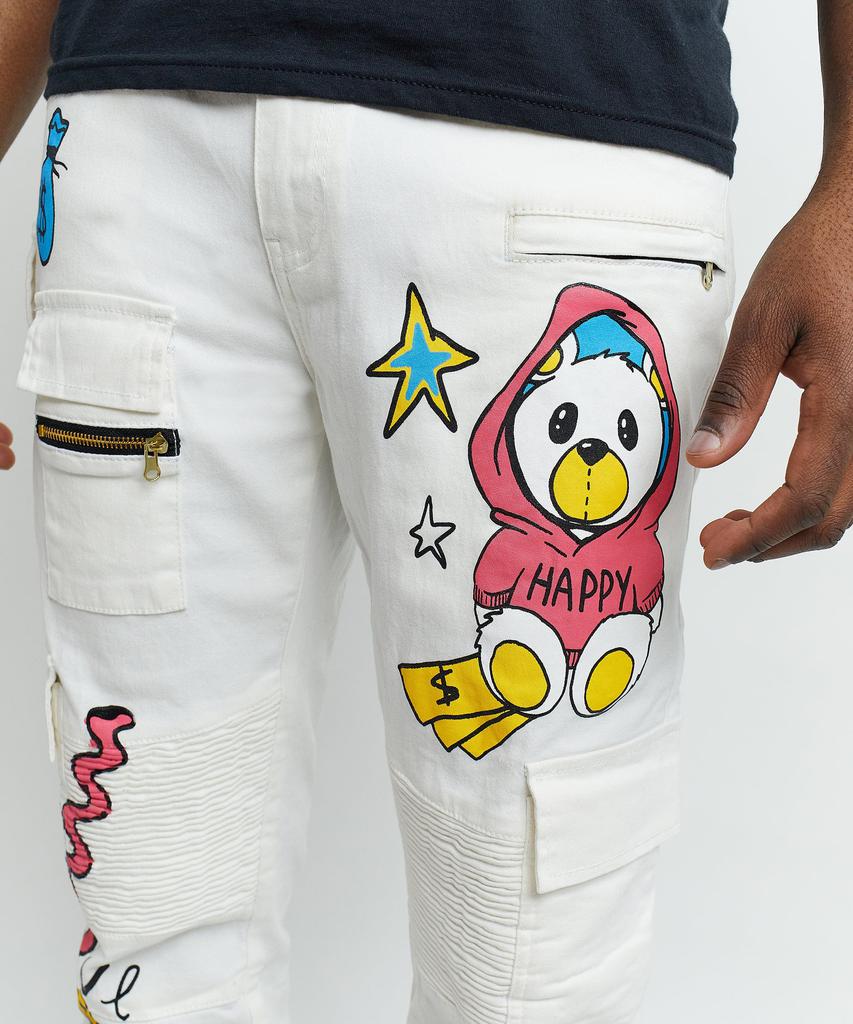 Money Bear Cargo Denim Jeans - White商品第3张图片规格展示