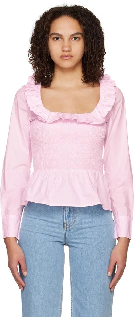 商品Ganni|Pink Smock Blouse,价格¥1474,第1张图片