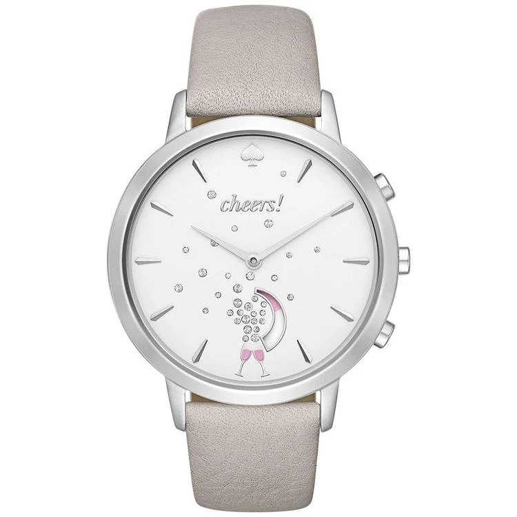 商品Kate Spade|Women's Metro Grand Gray Leather Strap Hybrid Smart Watch 40mm KST23101,价格¥1870,第2张图片详细描述