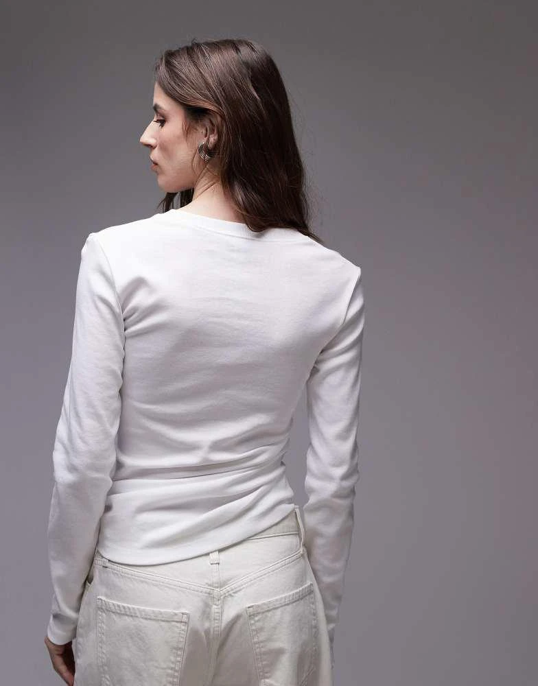 商品Topshop|Topshop hitched side long sleeve top in ivory,价格¥123,第4张图片详细描述